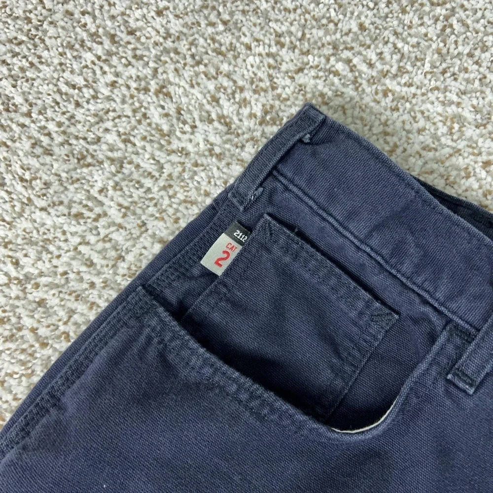Carhartt Pants Men 38x34 Blue Canvas Carpenter Workwear Flame Resistant FR Cat 2